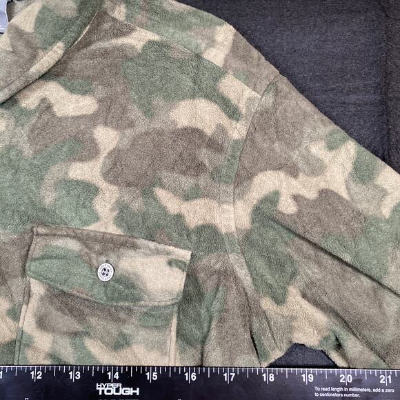 Eddie Bauer Womens Jacket Green Camo Shacket Fleece Pockets Button Up Large - Picture 8 of 16